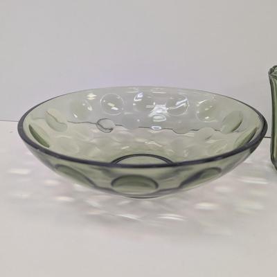 LE Smith Moon & Stars Pedestal Scalloped Shaped & Ribbed Scallop Shaped Hazel Atlas Bowl #39