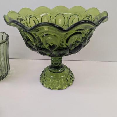 LE Smith Moon & Stars Pedestal Scalloped Shaped & Ribbed Scallop Shaped Hazel Atlas Bowl #39
