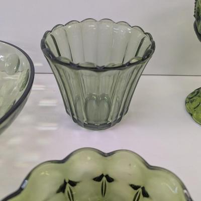 LE Smith Moon & Stars Pedestal Scalloped Shaped & Ribbed Scallop Shaped Hazel Atlas Bowl #39