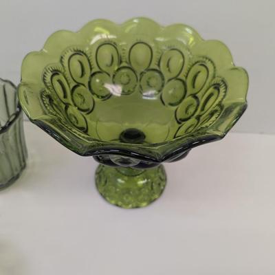 LE Smith Moon & Stars Pedestal Scalloped Shaped & Ribbed Scallop Shaped Hazel Atlas Bowl #39