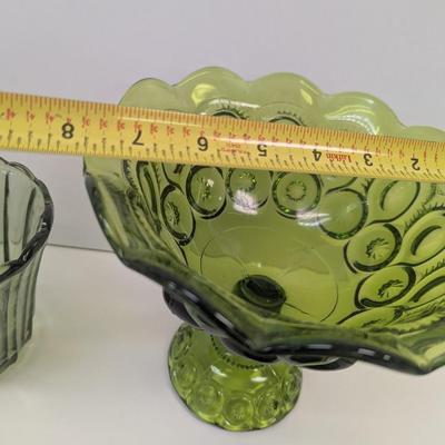 LE Smith Moon & Stars Pedestal Scalloped Shaped & Ribbed Scallop Shaped Hazel Atlas Bowl #39