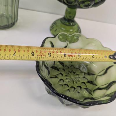 LE Smith Moon & Stars Pedestal Scalloped Shaped & Ribbed Scallop Shaped Hazel Atlas Bowl #39