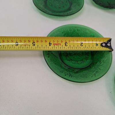 Anchor Hocking Forest Green Sandwich Plates Bowls & Glasses #41
