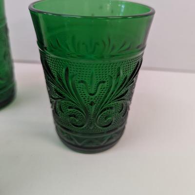Anchor Hocking Forest Green Sandwich Plates Bowls & Glasses #41