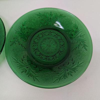 Anchor Hocking Forest Green Sandwich Plates Bowls & Glasses #41