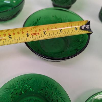 Anchor Hocking Forest Green Sandwich Plates Bowls & Glasses #41