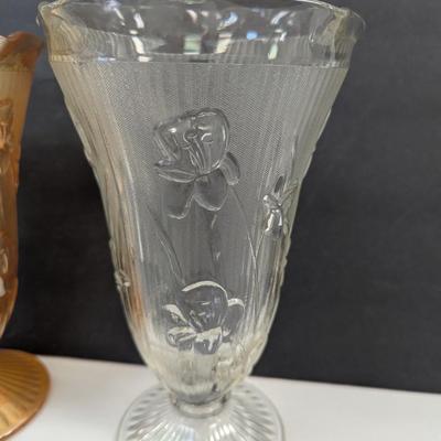 Decorative Vases Jeanette Depression Glass Vase Iris Vase & Herringbone Milk Glass Vase