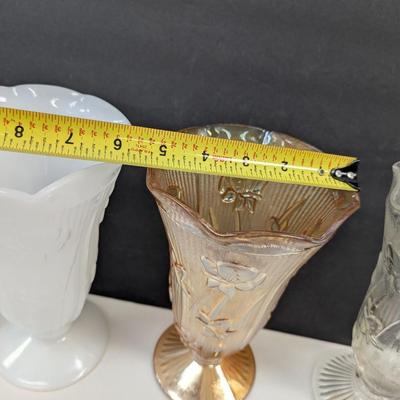 Decorative Vases Jeanette Depression Glass Vase Iris Vase & Herringbone Milk Glass Vase