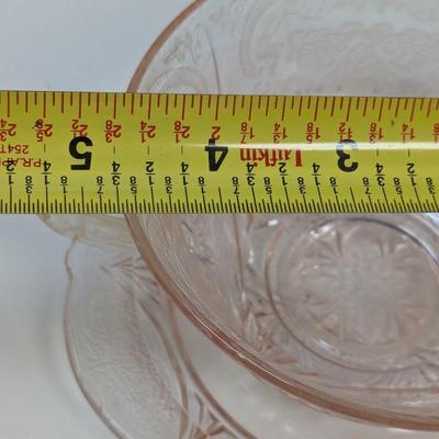 39 Pieces Of Hazel Atlas Royal Lace Pink Depression Glass Saucer With Etched Flowers #42
