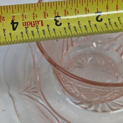 39 Pieces Of Hazel Atlas Royal Lace Pink Depression Glass Saucer With Etched Flowers #42