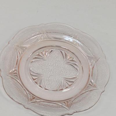 39 Pieces Of Hazel Atlas Royal Lace Pink Depression Glass Saucer With Etched Flowers #42