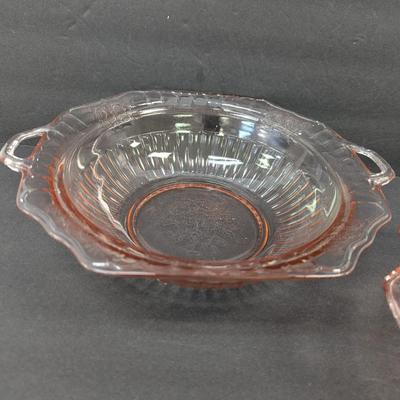 Pair Of Mayfair Open Rose Large Pink Bowls With Handles