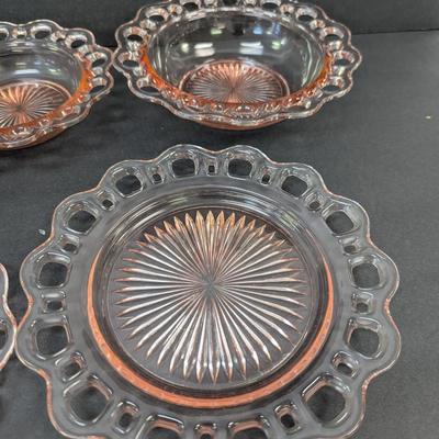 13 Pieces Old Colony Lace Edge Open Lace Hocking Glass