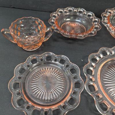 13 Pieces Old Colony Lace Edge Open Lace Hocking Glass