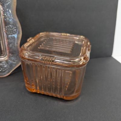 Anchor Hocking Mayfair Open Rose Pink Depression Glass Biscuit Jar Federal Glass Covered Dish Tiara Indiana Glass Platter #44