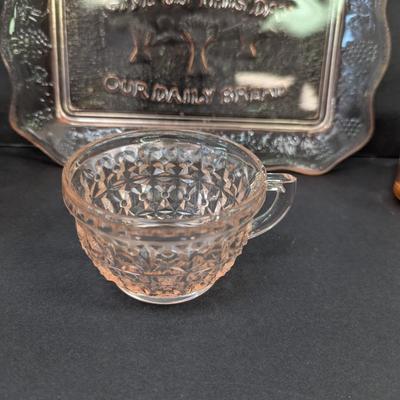 Anchor Hocking Mayfair Open Rose Pink Depression Glass Biscuit Jar Federal Glass Covered Dish Tiara Indiana Glass Platter #44
