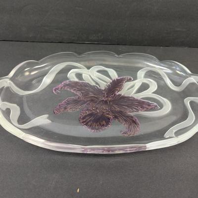 Flower Medallion Large Bowl & Purple Flower Platter