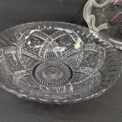 Flower Medallion Large Bowl & Purple Flower Platter