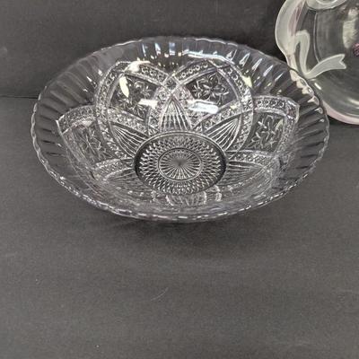 Flower Medallion Large Bowl & Purple Flower Platter