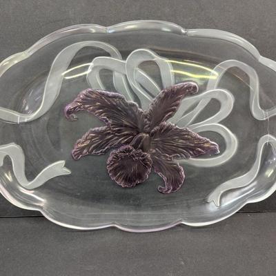 Flower Medallion Large Bowl & Purple Flower Platter