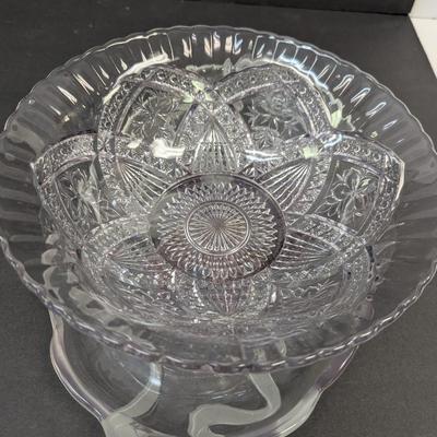 Flower Medallion Large Bowl & Purple Flower Platter