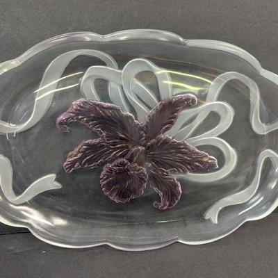 Flower Medallion Large Bowl & Purple Flower Platter