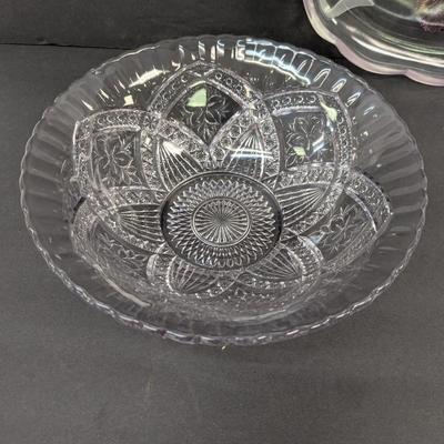 Flower Medallion Large Bowl & Purple Flower Platter