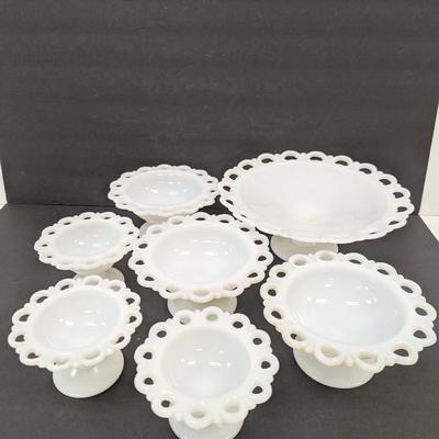 Anchor Hocking Old Colony Milk Glass Pedestal Compote Candy Dishes #45