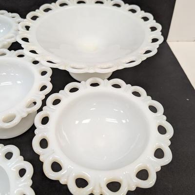 Anchor Hocking Old Colony Milk Glass Pedestal Compote Candy Dishes #45