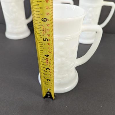 Federal White Milk Glass Beer Stein Mug German Bar Pub Scene