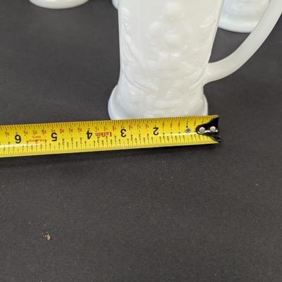 Federal White Milk Glass Beer Stein Mug German Bar Pub Scene