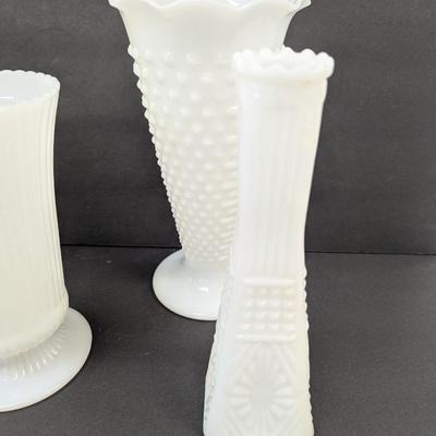 Fire King Milk Glass Hobnail Pot Anchor Hocking Vases #46