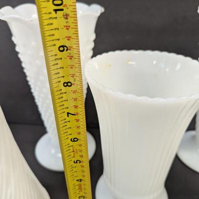 Fire King Milk Glass Hobnail Pot Anchor Hocking Vases #46