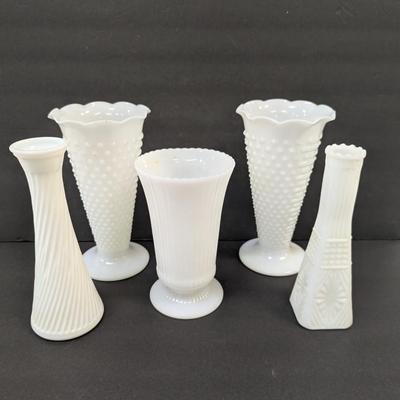 Fire King Milk Glass Hobnail Pot Anchor Hocking Vases #46