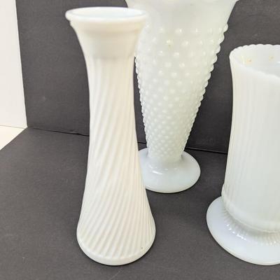 Fire King Milk Glass Hobnail Pot Anchor Hocking Vases #46