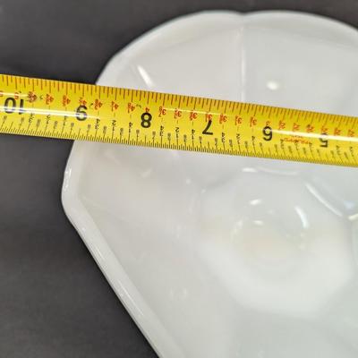 3 - Anchor Hocking Milk Glass Grapes Footed 9" Stippled Bowl Compote
