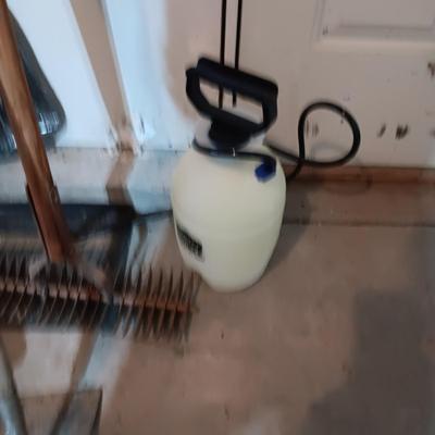 UNOPENED BAG OF FERTILIZER, YARD TOOLS, WINDSHIELD SUN SHADE AND MORE