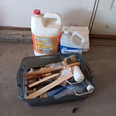 PAINTING SUPPLIES, BEHR 2.5 GALLON DECK AND MILDEW STAIN REMOVER & PAINT THINNER