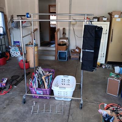 DOUBLE ROD GARMENT RACK, LAUNDRY BASKETS, COAT HANGERS AND DOOR HANGER