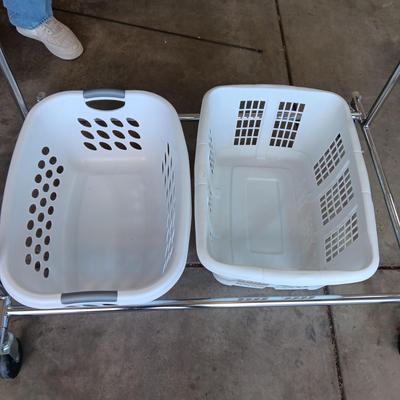 DOUBLE ROD GARMENT RACK, LAUNDRY BASKETS, COAT HANGERS AND DOOR HANGER
