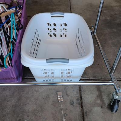 DOUBLE ROD GARMENT RACK, LAUNDRY BASKETS, COAT HANGERS AND DOOR HANGER