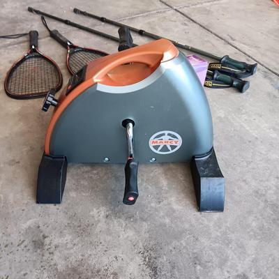 HIKING STICKS, MARCY CARDIO MINI CYCLE, RACQUETBALL AND SHAKE WEIGHT