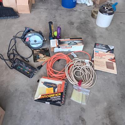 CIRCULAR SAW, SANDER, GLUE GUN, EXTENSION CORDS AND MORE