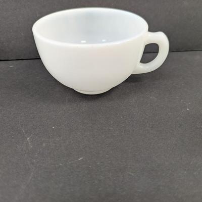 19 - Milk Glass Cups & Saucers #50