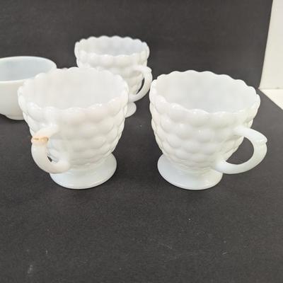 19 - Milk Glass Cups & Saucers #50