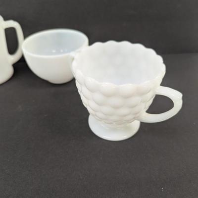 19 - Milk Glass Cups & Saucers #50