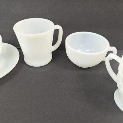 19 - Milk Glass Cups & Saucers #50