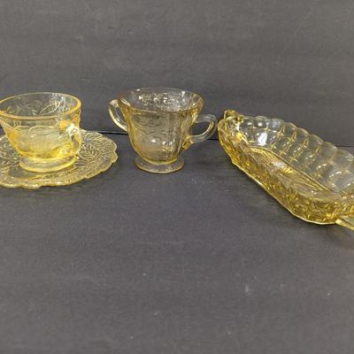 Exclusive Tiara Yellow Amber Depression Glass