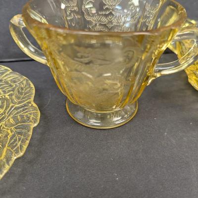 Exclusive Tiara Yellow Amber Depression Glass
