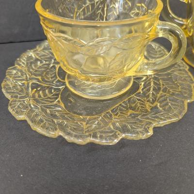 Exclusive Tiara Yellow Amber Depression Glass